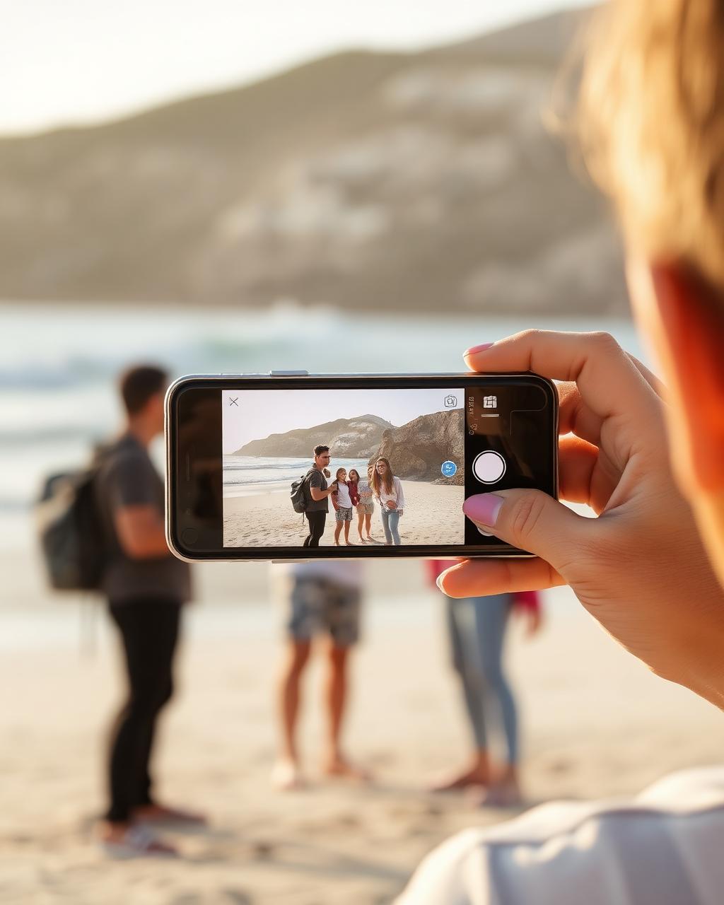 Content creator filming with an iPhone