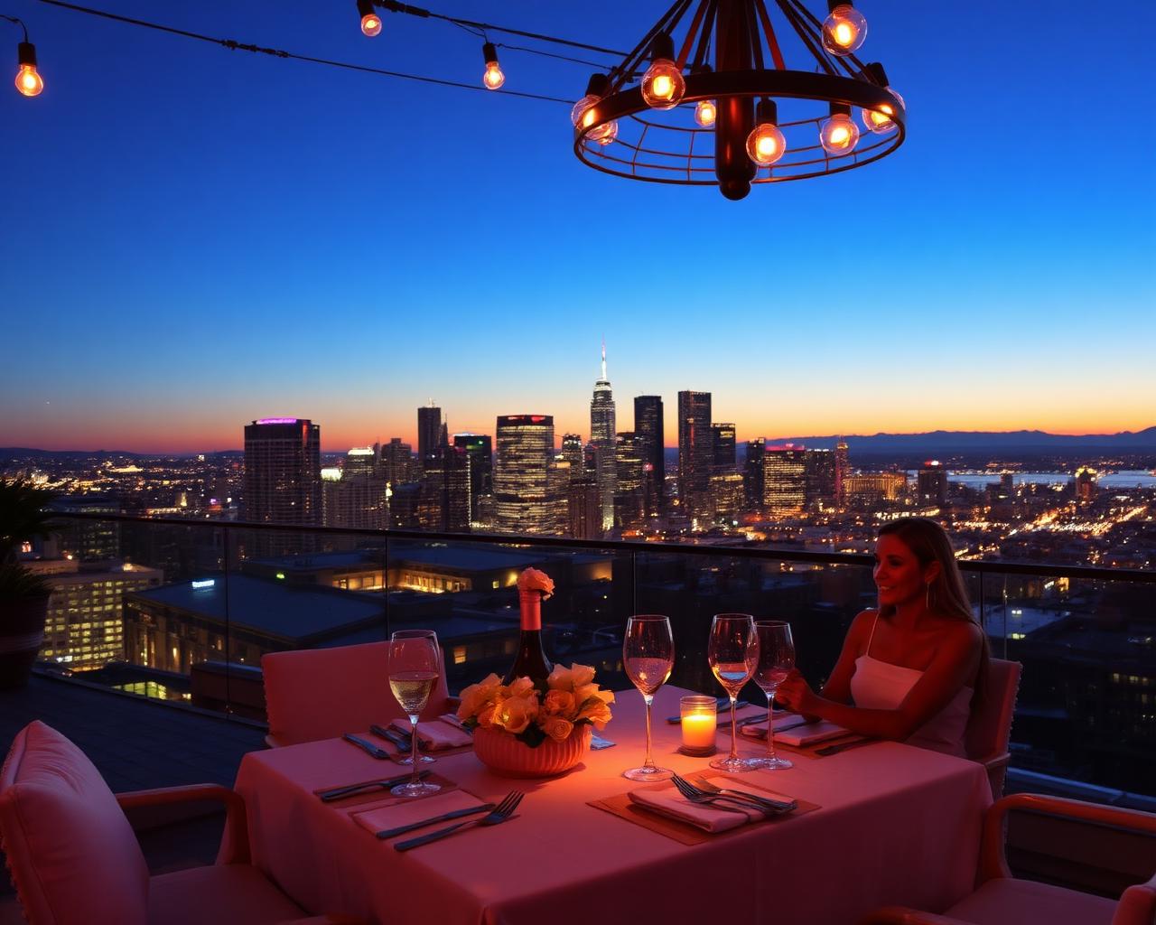 Rooftop dinner overlooking downtown San Diego